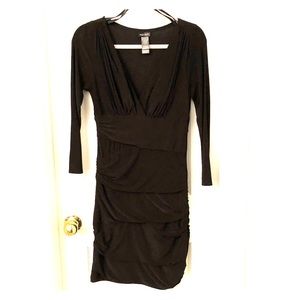 Bisou Bisou Black Dress with Plunging Neckline